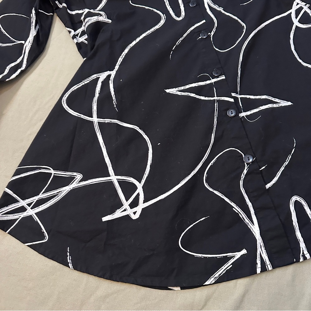 Boutique Cotton Made in India Black and White Women's Mini Dress With Pockets - Picture 3 of 11